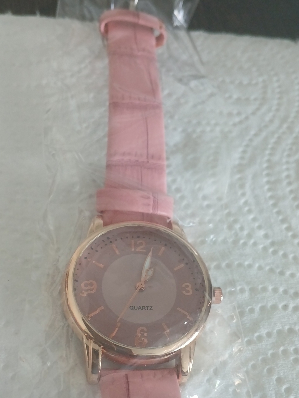 Quartz Women's Pink Strap Fashion Watch with Rose Gold Case